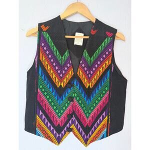 Vintage Rainbow Vest Boho Preppy Western Colorful Catalinas Texas Size Medium